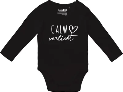 Produktbild von Huuraa Baby Body Calw verliebt 80 Black  Baumwolle Fairtrade Langarmbody Geschenkidee