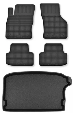 Zdjęcie produktu dla Dywaniki gumowe + mata bagażnika do Volkswagen T-Cross 2019- (górny poziom podłogi) – czarne, dobierane – Wielganizator Semi-Universal
