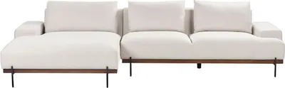 Produktbild von BELIANI 3-Sitzer Ecksofa Hellbeige Stoff L-Förmig mit Chaiselongue Rechts Hohe Schwarze Metallfüße Breite Sitzfläche und Armlehnen Lose Rückenkissen