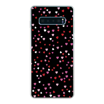 Produktbild von MuchoWow® Handyhülle Schutzhülle Hülle für Samsung Galaxy S10 Plus Eine Illustration mit Herzen auf einem schwarzen Hintergrund Silikon Softcase Handy Hülle - Schutzhülle
