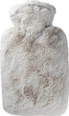 Image de HUGO FROSCH Bouillotte Classique Poils Longs - Housse en duvet 1,8 litre taupe