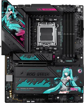 Immagine prodotto di ASUS ROG STRIX X870E-H GAMING WIFI7 HATSUNE MIKU EDITION, AMD, Zásuvka AM5, AMD Ryzen Serie 7000, AMD Ryzen Serie 8000, AMD Ryzen Serie 9000, DDR5-SDRAM, 256 GB, 2 kanály