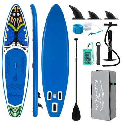 Immagine prodotto di Tavola gonfiabile SUP - Set per Stand Up Paddleboard SUPFR02D - 335x83x15 cm - Set completo per adulti - Pagaia regolabile - Pompa - Zaino, leash e borsa impermeabile