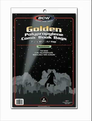 Produktbild von BCW Resealable Golden Comic Book Bags (100 ct.)