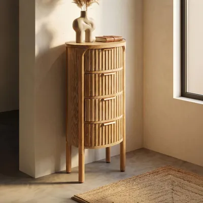 Produktbild von Göteborg Kommode 38x33,5x82 cm - 3-Schubladen-Schrank aus Holz und Eisen - Moderner Organizer für kleine Räume