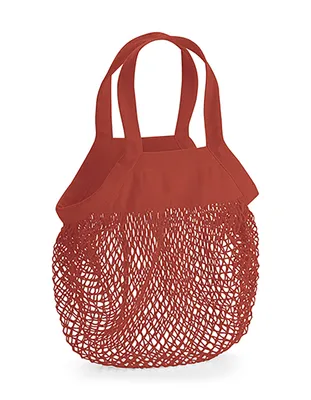 Produktbild von Westford Mill W151 | Organic Baumwolle Mini Mesh Grocery Bag - 100% Baumwolle - Farbe: Orange Rust - Größe: 34 x 12 cm