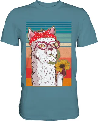 Produktbild von Lama Sonnenblumen T-Shirt Gärtner Geschenk – Stone Blue / 3XL