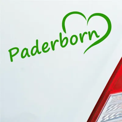 Produktbild von Auto Aufkleber Paderborn Herz Stadt City Liebe Love Heimat 16x8 cm Hellgrün Sticker Heckscheibenaufkleber
