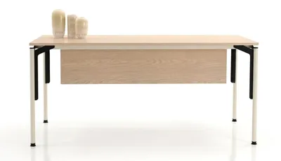 Immagine prodotto di Scrivania moderna, beige, in legno e metallo, per l'ufficio