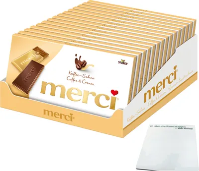 Produktbild von Merci Kaffee-Sahne Tafelschokolade VPE (15x100g Packung) + usy Block