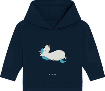 Produktbild von Mr. & Mrs. Panda Organic Baby Hoodie Einhorn Schnuller 12. - 18. Monat - French Navy - Geschenk, Kapuzensweatshirt, Einhörner, Kapuzenshirt, Geburtstag, Mama, Unicorn