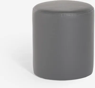 Produktbild von Fußhocker aus weißem grauem Kunstleder im Zylinderdesign Hebi - Grau