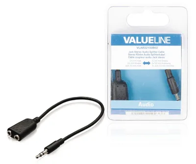 Produktbild von Valueline vlab22100b02 Klinken-Stereo-Audio-Verteilerkabel 3,5 mm Stecker – 2 x 3,5 mm Buchse 0,20 m schwarz