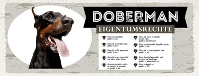 Produktbild von vianmo Blechschild 10x27 cm Hund Dobermann Eigentumsrechte