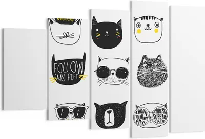 Produktbild von Bild auf Leinwand - Leinwandbild - Katze Haustier Tiere Illustration - 150x100cm - Wand Bild - Wanddeko - Leinwanddruck - Bilder - Kunstdruck - Leinwand bilder - Wandkunst - EG150x100-2847