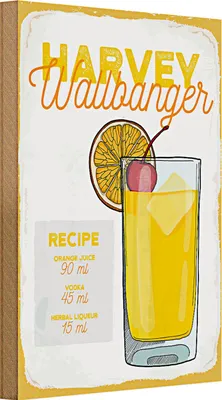 Produktbild von Holzschild Rezept Harvey Wallbanger Cocktail Recipe 20x30cm