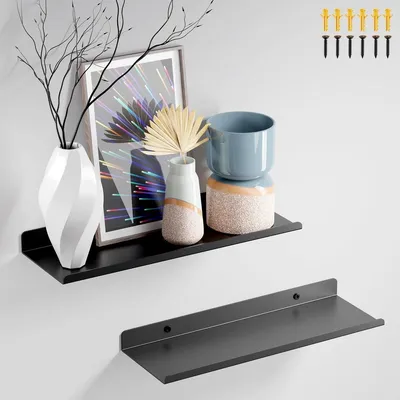 Produktbild von Wandregal Metallregal Schweberegal - Schwarz - Set mit 2 Stück - 30 x 10 cm - Tragkraft 10 kg - Für Wohnzimmer und Küche