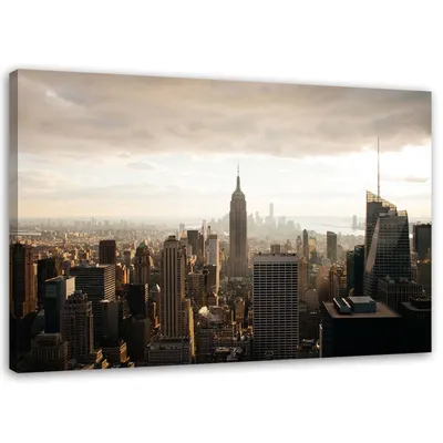 Produktbild von Leinwandbild panorama von new york 120x80 cm Feeby braun wandbild bereit zum aufhängen