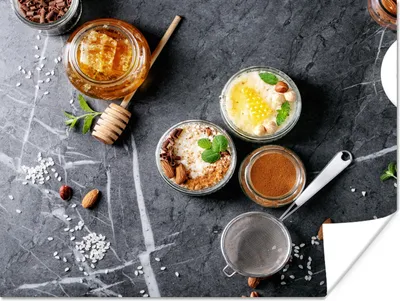 Produktbild von MuchoWow® Poster Honig - Gewürze - Küche - Marmor 160x120 cm - Foto Plakat