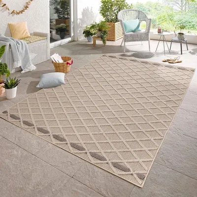 Produktbild von Carpetsale24 In & Outdoor Teppich Skandi Boho Stil Einfarbig Flachgewebe Wetterfest Wohnzimmer Balkon Terrasse Küchenteppich, Grösse: 80x250 cm