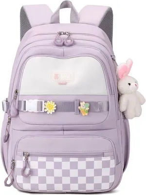 Produktbild von Schulrucksack Mädchen – Wasserdichter Rucksack – Leichte Schultasche mit Laptopfach – Großer Schulranzen – Für Mädchen und Jungen, Teenager – Lila