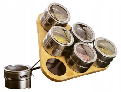Obrázek produktu pro Organizér na koření Ambition Bamboo s 6 magnetickými nádobkami