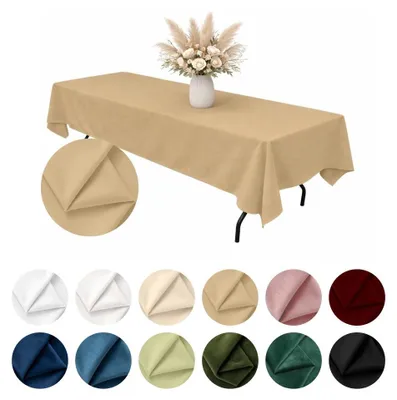 Produktbild von MEBLE ODNOWA, Tischdecke, Matter Samt-Tischdecke, Rechteckig, Beige 140×240 cm, Velours, Tischschutz, Elegant, Formstabil, Elastisch, Strapazier