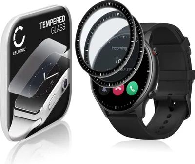 Immagine prodotto di 2x Vetrino protettivo 9H CELLONIC compatibile con Amazfit GTR 2 (3D Full Cover per smartwatch braccialetto fitness 0,33mm Full Glue) colore nero protezione display screen protector
