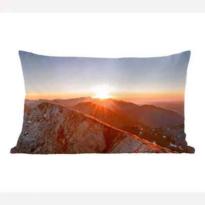 Produktbild von MuchoWow® Zierkissen Sofakissen Wohnzimmer Dekokissen 60x40 cm Berg - Landschaft - Sonne - Kopfkissen - Polster mit Foto