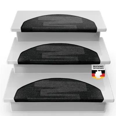 Stufenmatte Via Veneto Stufenteppich für Innenbereiche Schwarz Halbrund