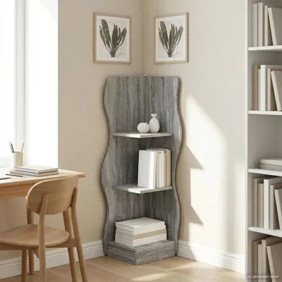 Immagine prodotto di Maison Exclusive - Scaffale angolare Sonoma grigio, 34 x 33 x 102 cm, realizzato in materiale composito di legno
