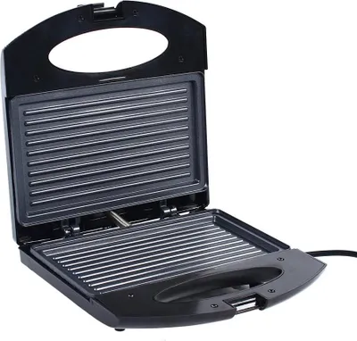 Produktbild von Sandwichmaker - Elektrischer Tischgrill - 750 W - Beidseitige Erwärmung - Antihaftbeschichtung - Feste Temperatur 150°C - 22×20×6,5 cm - Schwarz