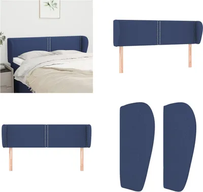 Produktbild von vidaXL Kopfteil mit Ohren Blau 147x23x78/88 cm Stoff - Kopfteil - Kopfteile - Bett-Kopfteil - Bettkopfteil