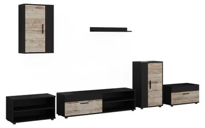 Productafbeelding van Levende wand Vicco Berno, zwart/licht eikenhout, 6-delige set, model 59220