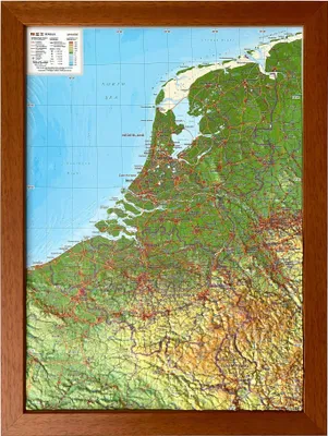 Produktbild von Relief Belelux klein mit Holzrahmen 1:400.000