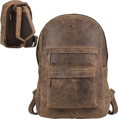 Produktbild von Greenburry Rucksack Leder Backpack braun A4 Ordner Format VINTAGE 1691-25