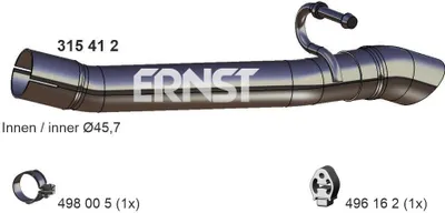 Produktbild von ERNST Abgasrohr Auspuffrohr für FORD FOCUS III Hinten 315418