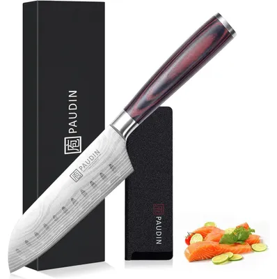 Obrázek produktu pro Santoku nůž, 13 cm, vysoce kvalitní nerezová ocel, ergonomický design, univerzální použití