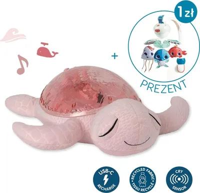 Zdjęcie produktu dla Projektor Z Pozytywką - Żółw Podwodny Różowy Eco - Cloud B® Tranquil Turtle™