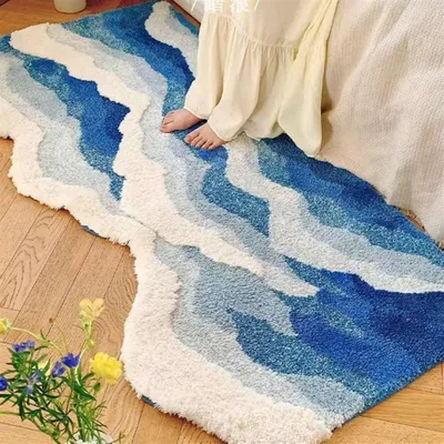 Produktbild von 50 x 120 cm Unregelm??iger Teppich, Rutschfeste Beflockter Teppich Boden Teppich f??r Wohnzimmer, Fu?matte, Schlafzimmer, Badezimmer, Heimdekoration, Stil 1