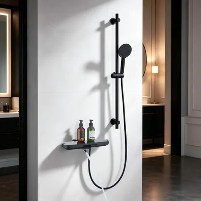 Obrázok produktu pre Sprchová súprava s ručnou sprchou, čierna, dĺžka 90 cm