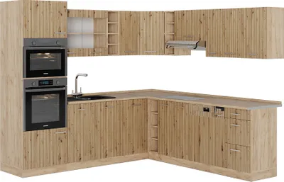 Produktbild von Eckküche Vicco R-Line Artisan-Eiche/Goldkraft Eiche 247 x 60 cm , AP Eiche, Model 48931