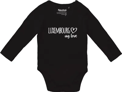 Produktbild von Huuraa Baby Body Luxembourg my love 68 Black  Baumwolle Fairtrade Langarmbody Geschenkidee