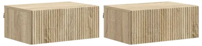 Produktbild von Wandmontierter Nachttisch 2 pcs Sonoma-Eiche 49 x 34,5 x 20 cm