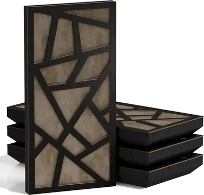 Zdjęcie produktu dla Zestaw 10 wąskich paneli akustycznych SKYROSS-F, obita tkaniną welurową, wymiar 50x25 cm, kolor: czarny/beżowy