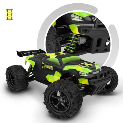 Image de X-Monster Truck voiture télécommandée RC 30 km/h, 1:18, 2 accus, 4 roues motrices, portée 100m