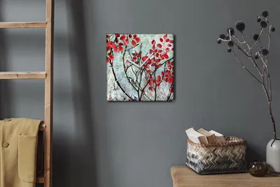 Produktbild von Coloray Hodiny Unikátní 30x30 cm  Tiché hodiny Pro obývací pokoj a kuchyň Nástěnné hodiny Plátno Bílé ručičky hodin - Listy větve