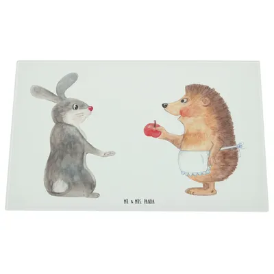 Produktbild von Mr. & Mrs. Panda Schneidebrett Glas Hase Igel - Weiß - Geschenk, Lustige Sprüche, Trennungsschmerz, Schneidplatte, Herzschmerz, Küchenbrett, Trösten, und, schneidbrett