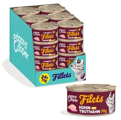 Productafbeelding van Edgard & Cooper natvoer voor katten, stukjes in bouillon, 24 x 70 g, kip met kalkoen