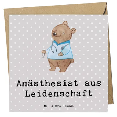 Produktbild von Mr. & Mrs. Panda Grußkarte Anästhesist Leidenschaft - Grau Pastell - Geschenk, Krankenhaus, anlasskarte, faltkarte, Glückwunschkarte, Klappkarte, Anästhesie, Spruch